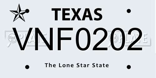 VNF0202 Texas License Plate