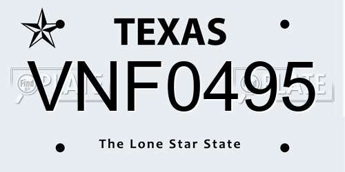 VNF0495 Texas License Plate