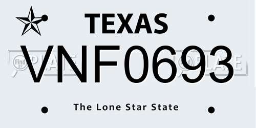 VNF0693 Texas License Plate