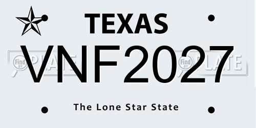 VNF2027 Texas License Plate
