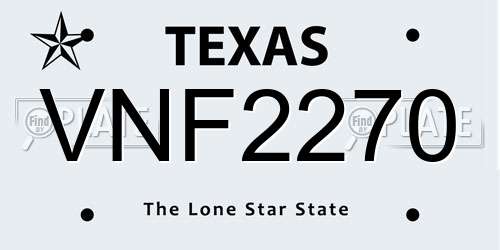 VNF2270 Texas License Plate