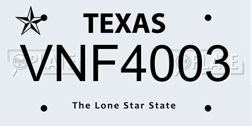 VNF4003 Texas License Plate