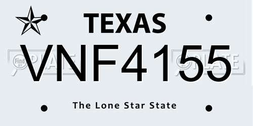 VNF4155 Texas License Plate