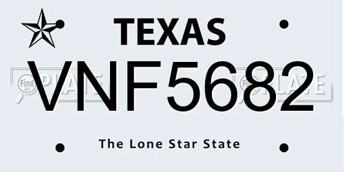 VNF5682 Texas License Plate