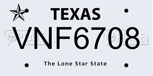 VNF6708 Texas License Plate