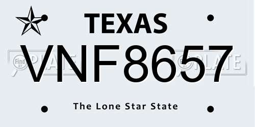 VNF8657 Texas License Plate