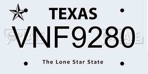 VNF9280 Texas License Plate