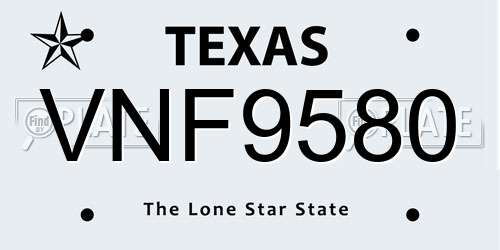 VNF9580 Texas License Plate