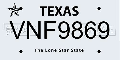 VNF9869 Texas License Plate