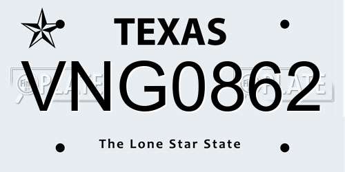 VNG0862 Texas License Plate