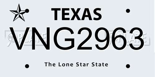 VNG2963 Texas License Plate