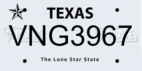 VNG3967 Texas License Plate