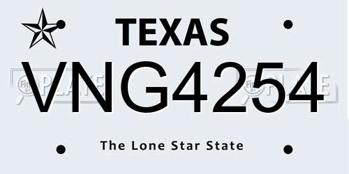 VNG4254 Texas License Plate