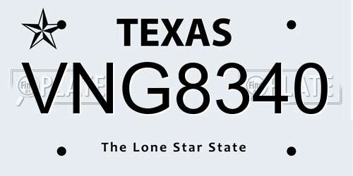 VNG8340 Texas License Plate