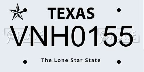 VNH0155 Texas License Plate