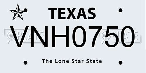 VNH0750 Texas License Plate