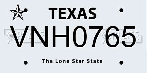 VNH0765 Texas License Plate