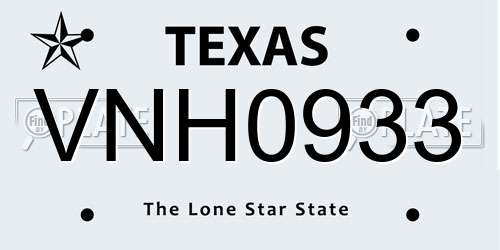 VNH0933 Texas License Plate