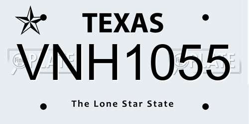 VNH1055 Texas License Plate