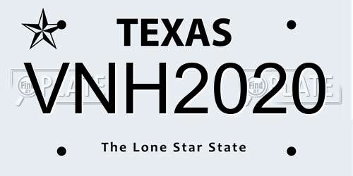 VNH2020 Texas License Plate