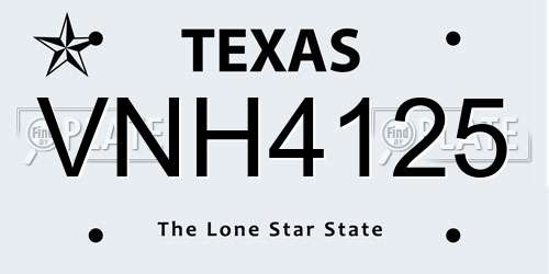 VNH4125 Texas License Plate
