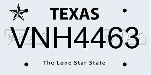 VNH4463 Texas License Plate