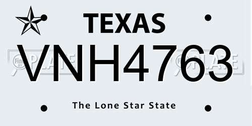 VNH4763 Texas License Plate