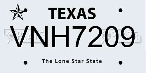 VNH7209 Texas License Plate
