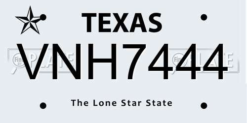 VNH7444 Texas License Plate