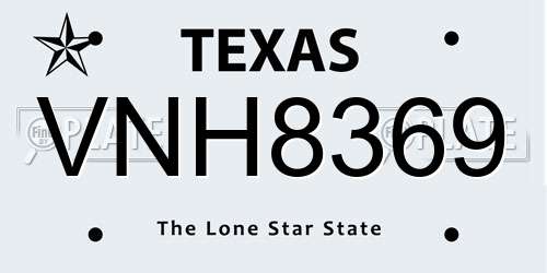 VNH8369 Texas License Plate