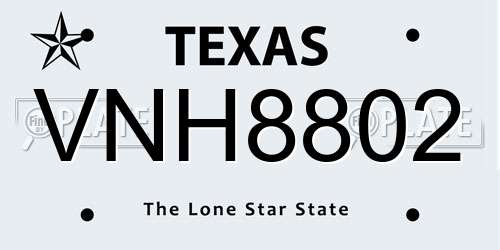 VNH8802 Texas License Plate