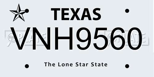 VNH9560 Texas License Plate