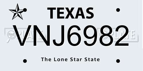 VNJ6982 Texas License Plate