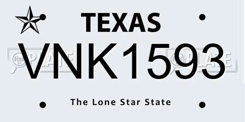 VNK1593 Texas License Plate