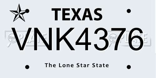 VNK4376 Texas License Plate