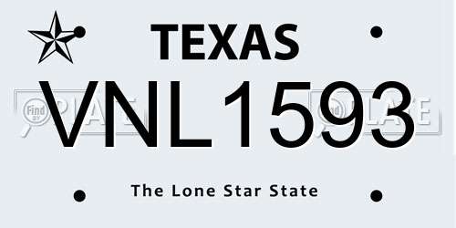 VNL1593 Texas License Plate
