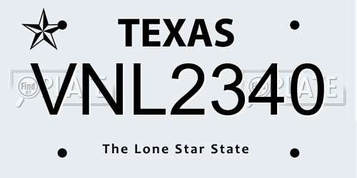 VNL2340 Texas License Plate