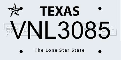 VNL3085 Texas License Plate