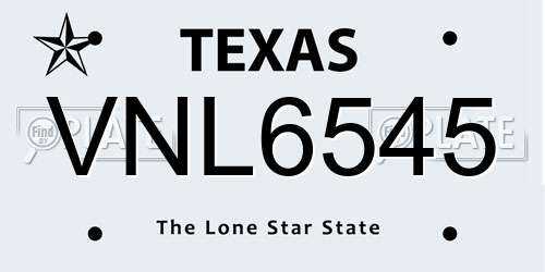 VNL6545 Texas License Plate