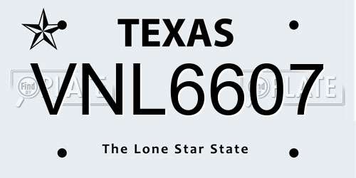 VNL6607 Texas License Plate
