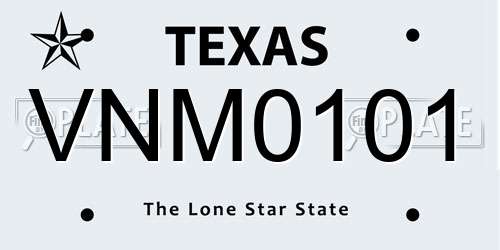 VNM0101 Texas License Plate
