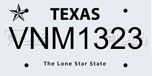 VNM1323 Texas License Plate