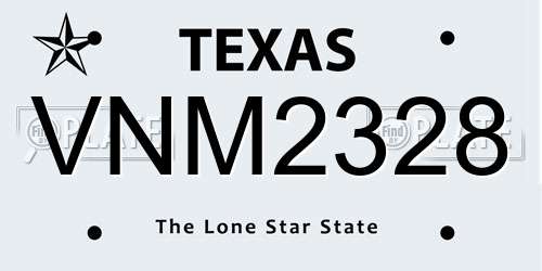 VNM2328 Texas License Plate