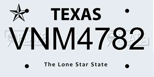 VNM4782 Texas License Plate