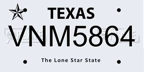 VNM5864 Texas License Plate