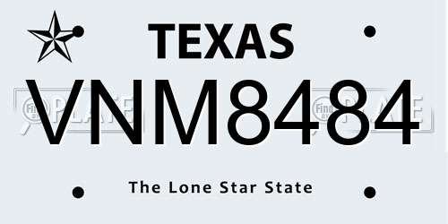 VNM8484 Texas License Plate
