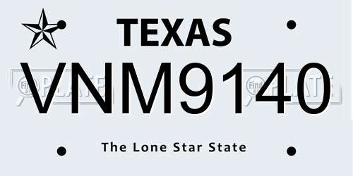 VNM9140 Texas License Plate