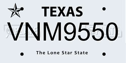 VNM9550 Texas License Plate