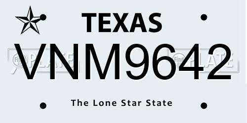 VNM9642 Texas License Plate