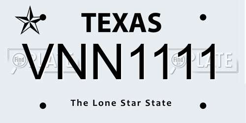 VNN1111 Texas License Plate